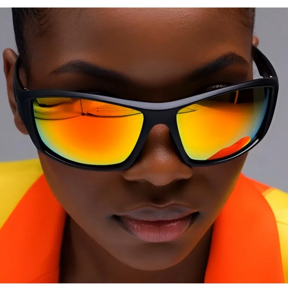 Sport Sunglasses Women Red Fire Mirrored Lens Driving Cycling Golfing Lentes New